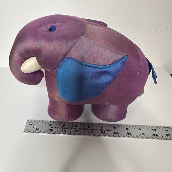 Vtg Jim Thompson 100% Silk Plush Elephant Stuffed Animal NEW Purple Kids Decor - Picture 7 of 8